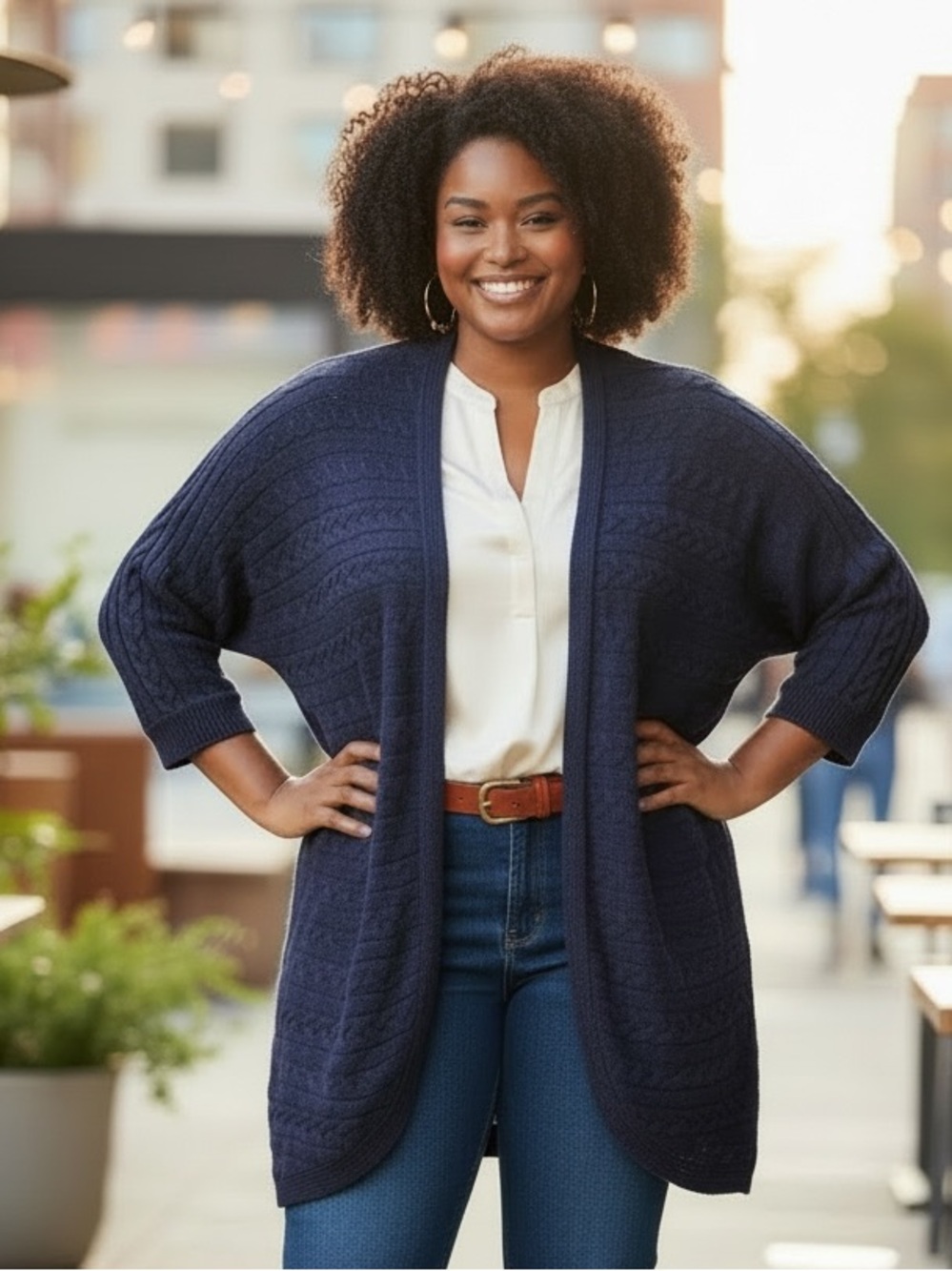 Lauren Ralph Lauren Cable Knit Longline Open Front Cardigan Coastal Cottage